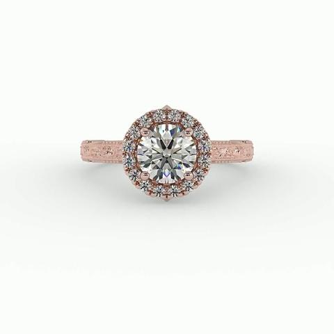 360 degree view of Alexandria Halo Engagement Ring
