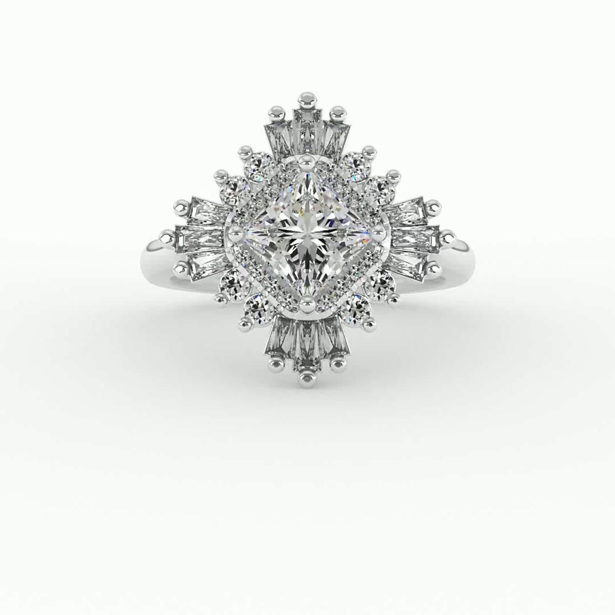 360 degree view of Delaney Ballerina Style Halo Engagement Ring