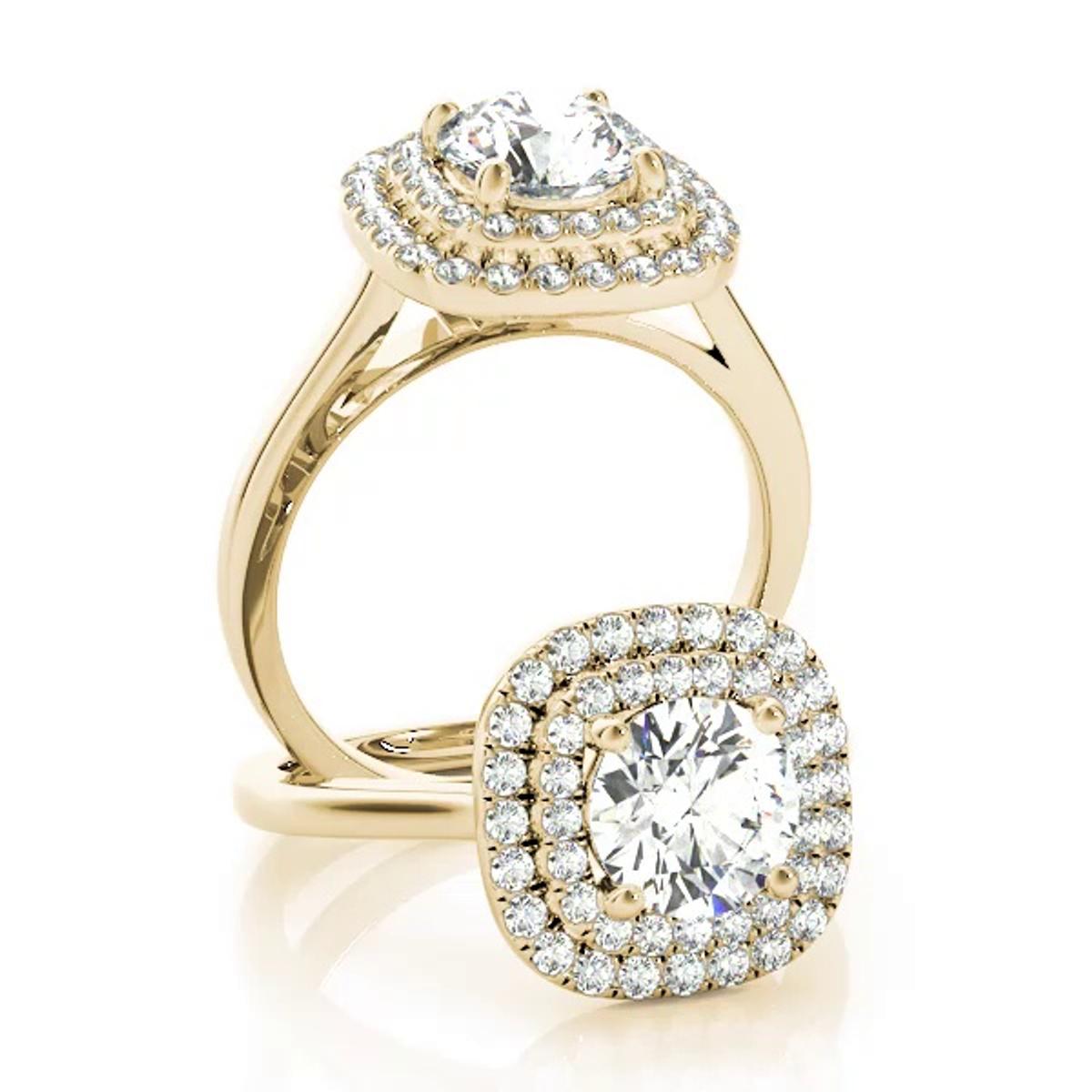 360 degree view of Devon Double Halo Engagement Ring