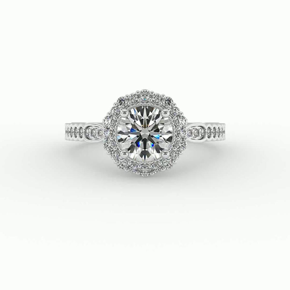 360 degree view of Nina Halo Engagement Ring