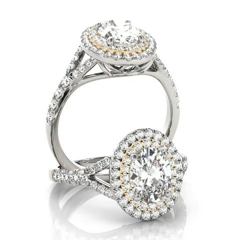 360 degree view of Adele Double Halo Engagement Ring