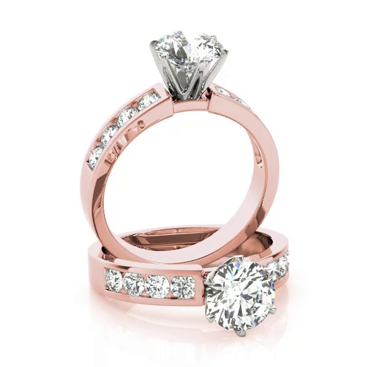 360 degree view of Anabella Classic 6 Prong Channel Diamond Engagement Ring