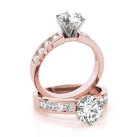 360 degree view of Anabella Classic 6 Prong Channel Diamond Engagement Ring