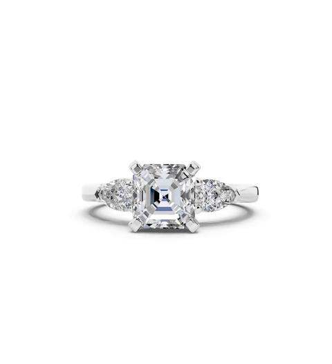 360 degree view of Madison Three-Stone Lab Pear Engagement Ring
