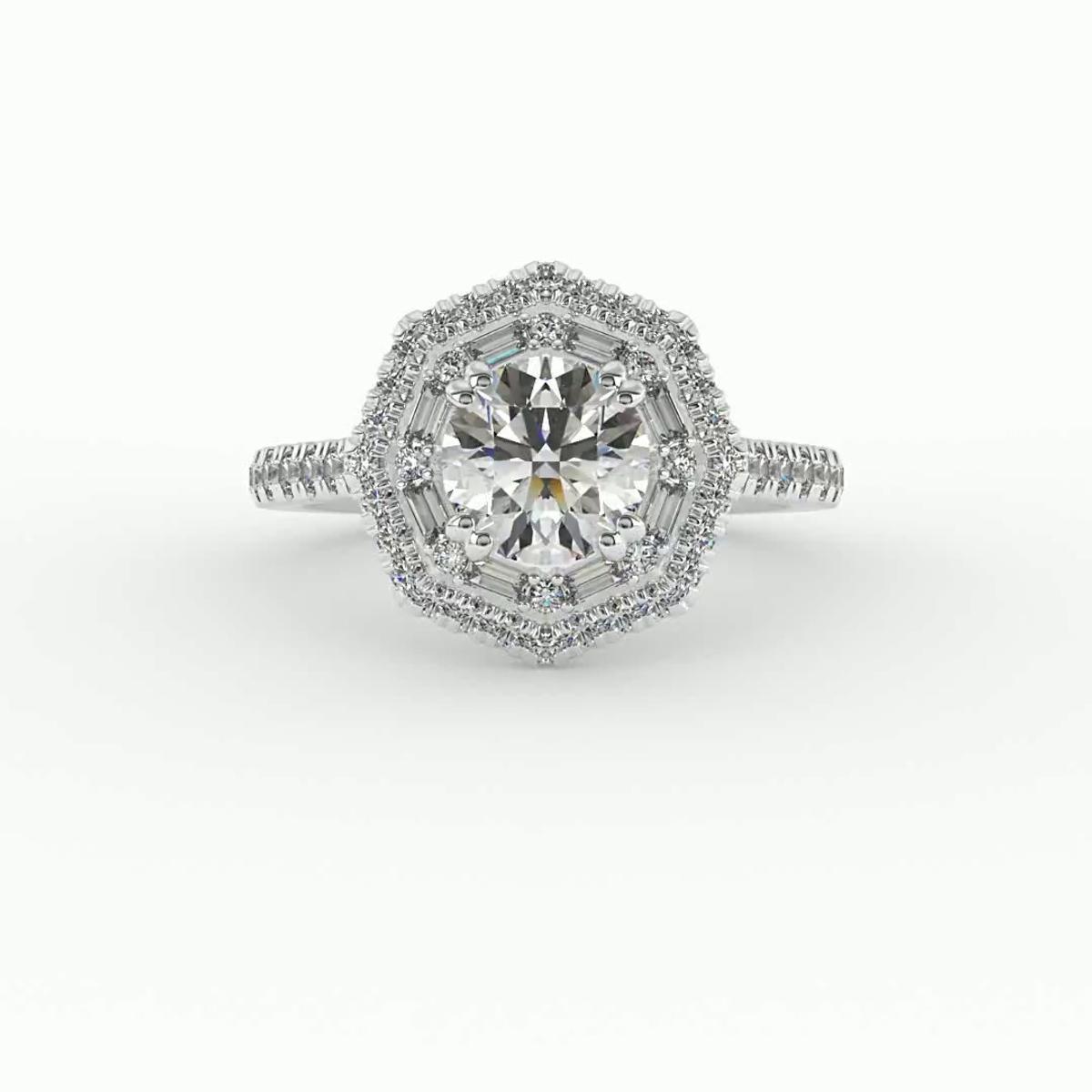 360 degree view of Kendall Halo Engagement Ring