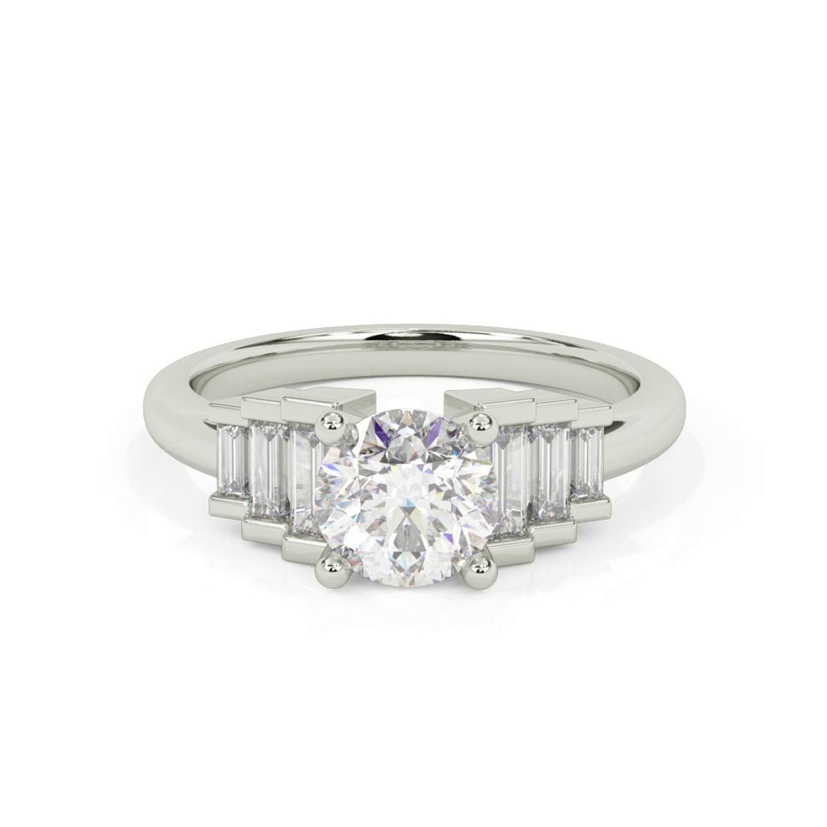 360 degree view of Noa Baguette Diamond Engagement Ring