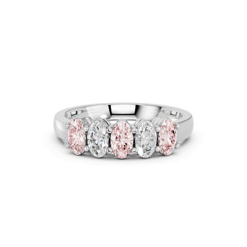 360 degree view of Pink & White Lab Diamond Five-Stone Oval Band (1 ct. tw.)