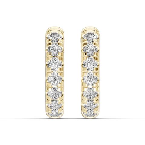 360 degree view of Diamond Hoop Earrings (12mm)