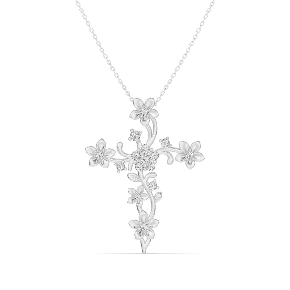 360 degree view of Blossom Cross Lab Diamond Pendant