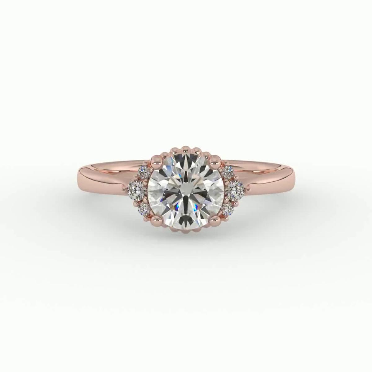 360 degree view of Ruby Half Halo Bubble Engagement Ring