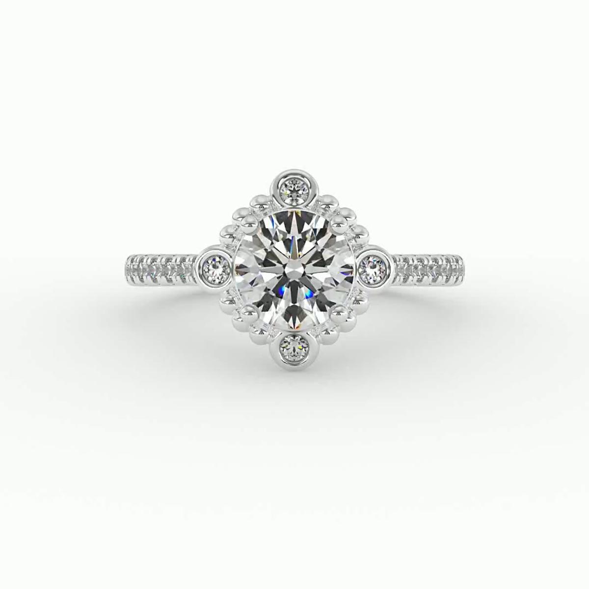 360 degree view of Thea Bubble Halo Engagement Ring