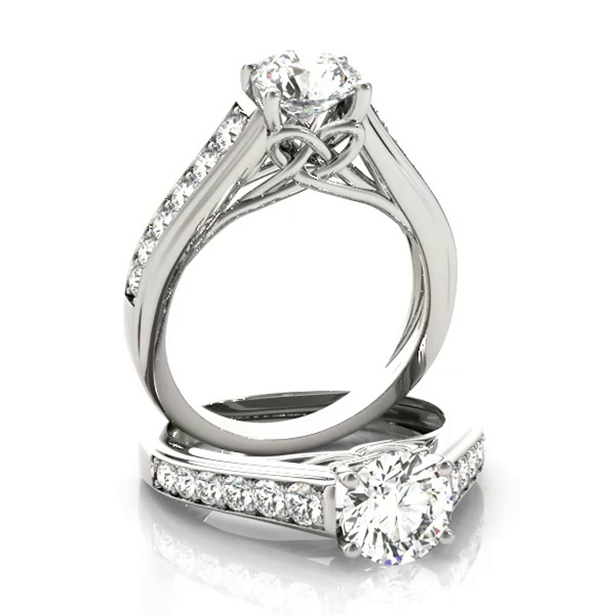 360 degree view of Tatiana Diamond Channel With Celtic Knot Engagement Ring