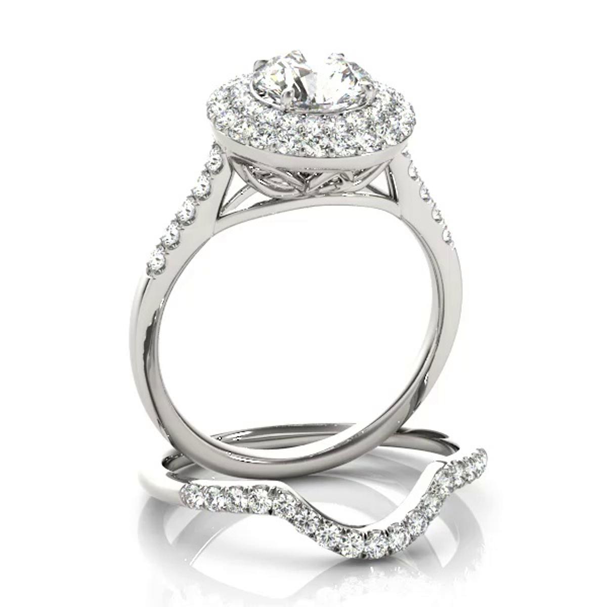 360 degree view of Arbor Double Halo Engagement Ring