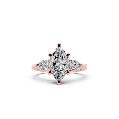 360 degree view of Madison Three-Stone Lab Pear Engagement Ring