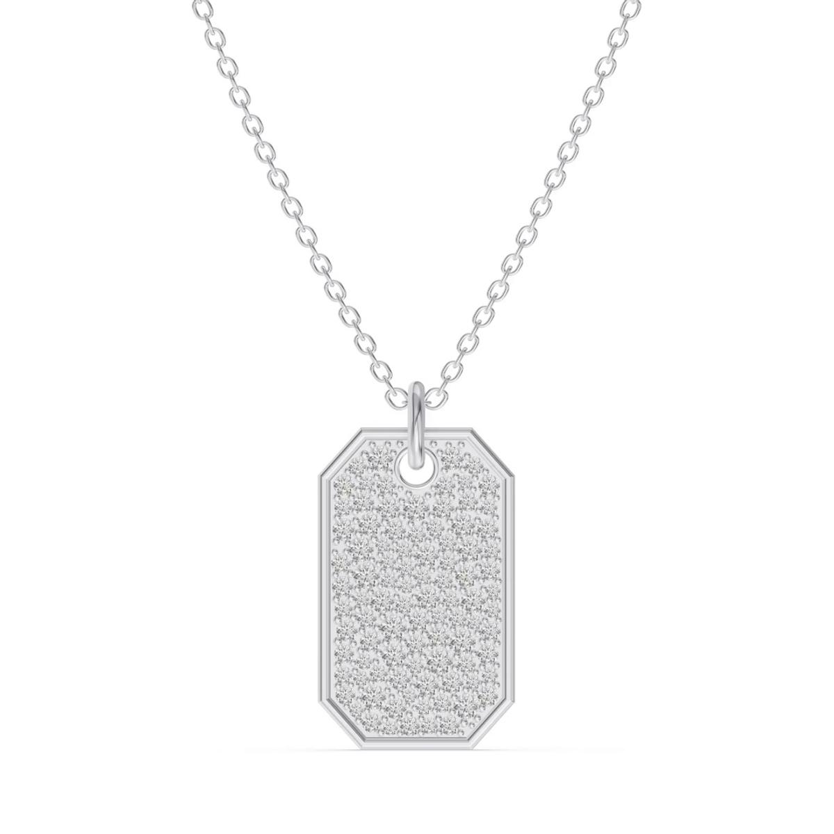 360 degree view of Signature Pavé Lab Diamond Dog Tag Necklace