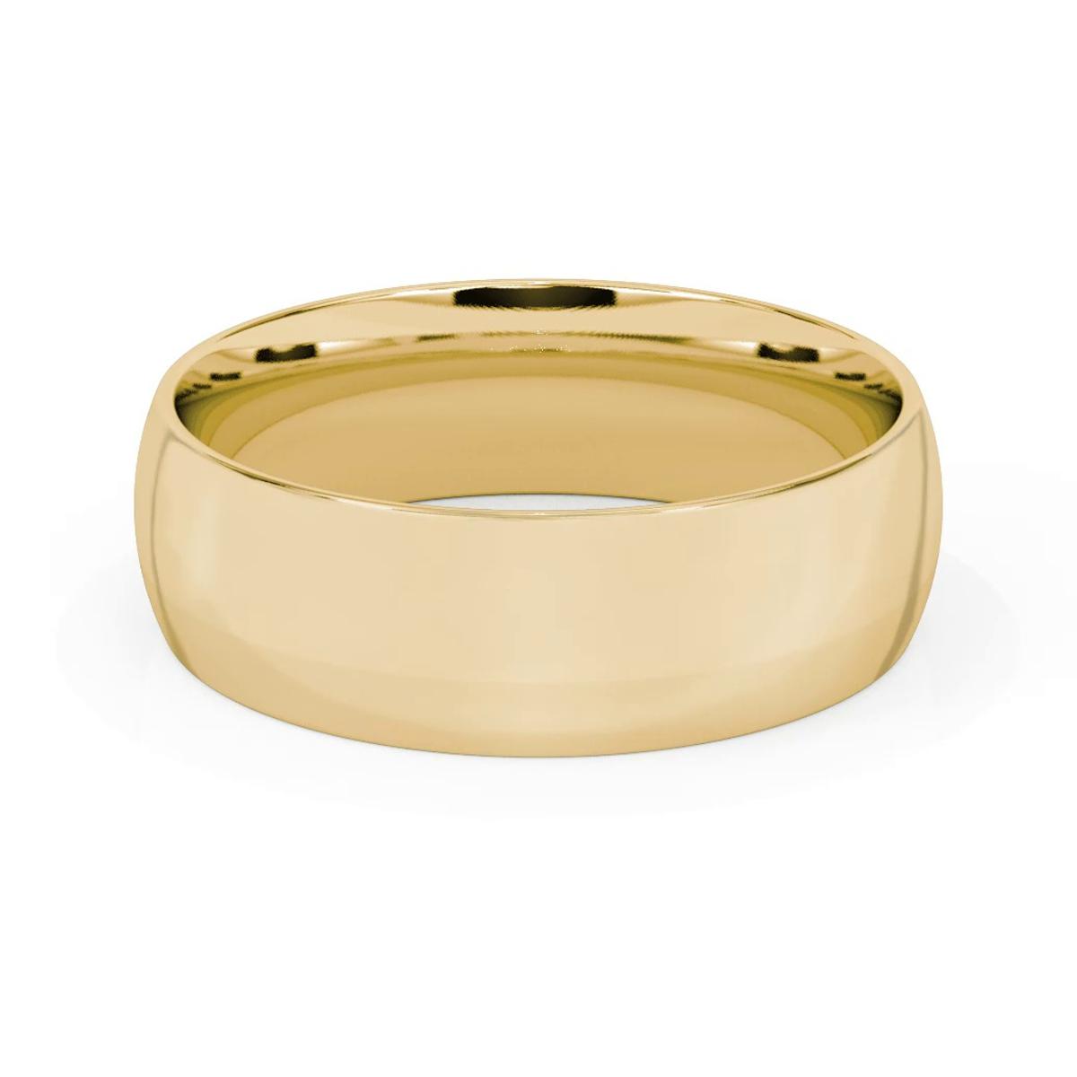 Low Dome Comfort Fit Polished Band (7mm) - 18K Yellow Gold