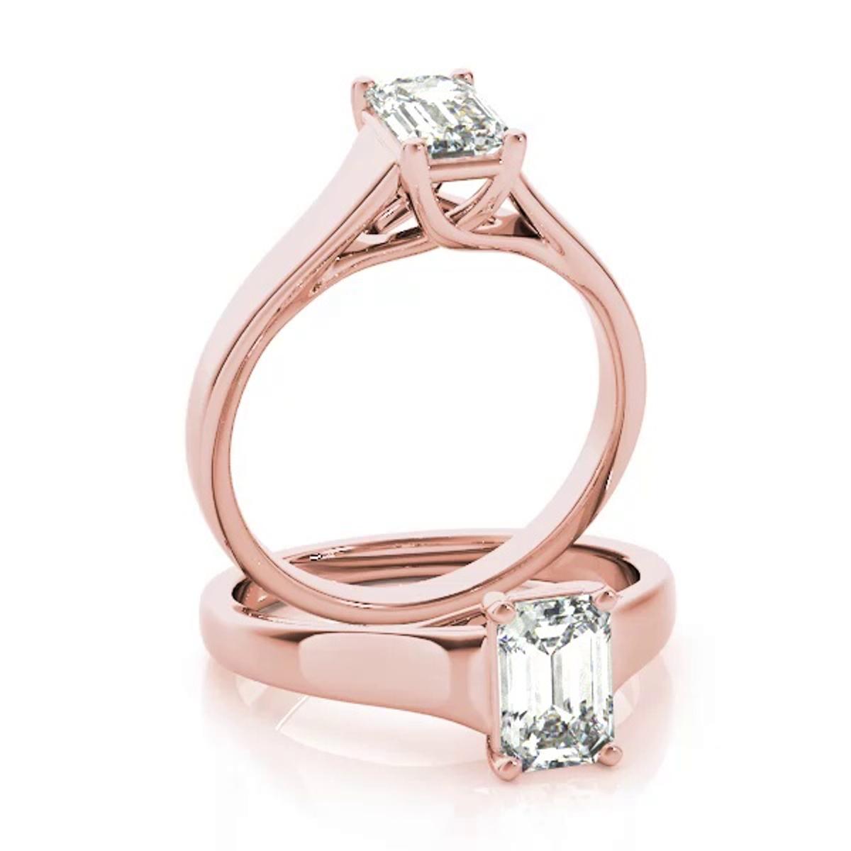 360 degree view of Nevada Emerald Cut Solitaire Engagement Ring