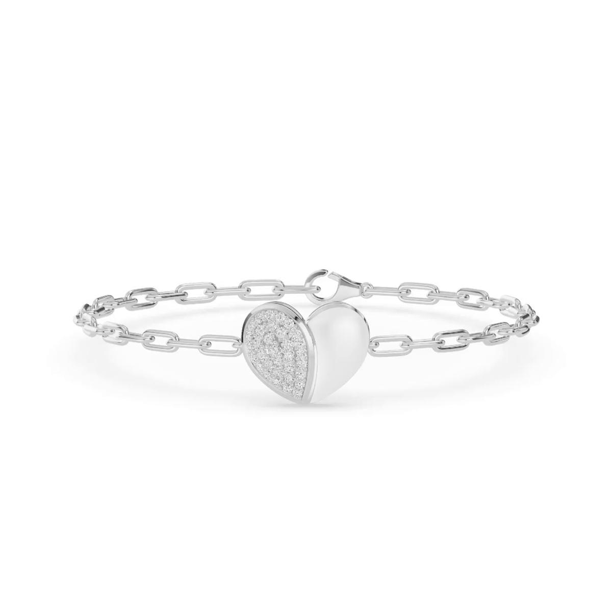 360 degree view of Amara White Ceramic Pavé Heart Bracelet
