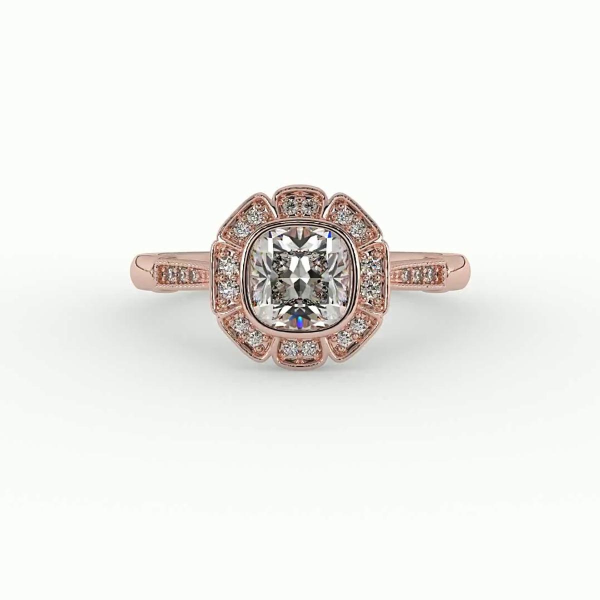360 degree view of Kaylani Floral Halo Engagement Ring