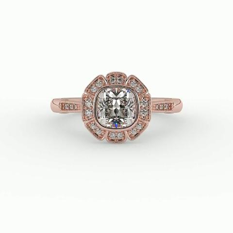 360 degree view of Kaylani Floral Halo Engagement Ring