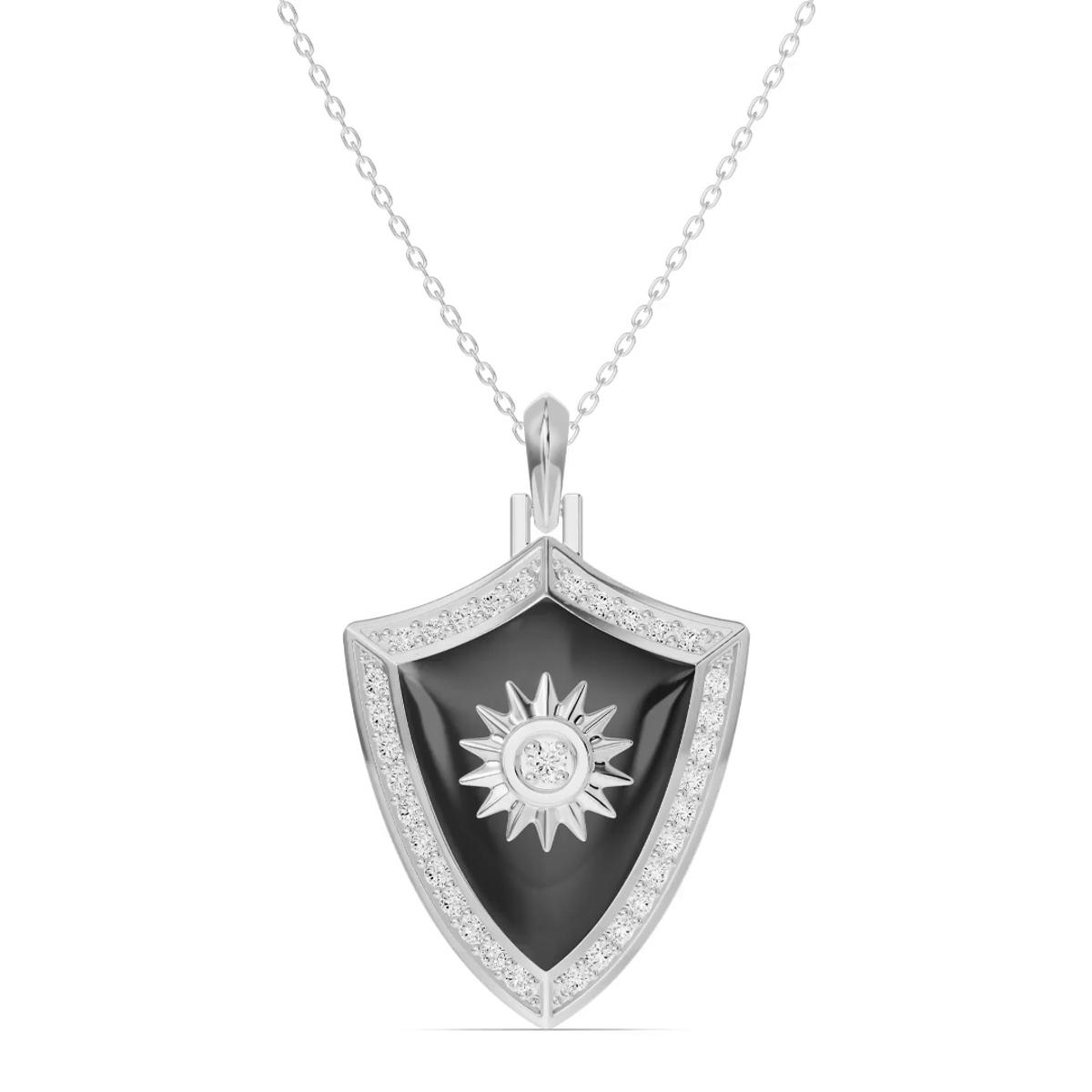 360 degree view of Astril Sol Shield Diamond Pendant