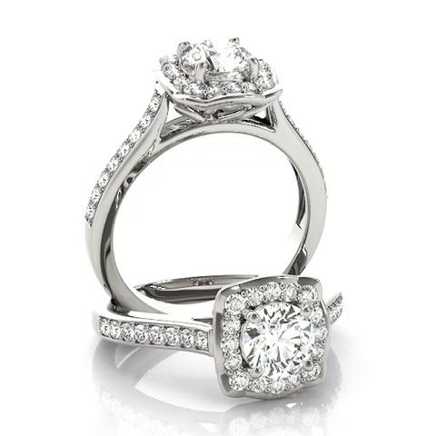 360 degree view of Lessie Halo Engagement Ring