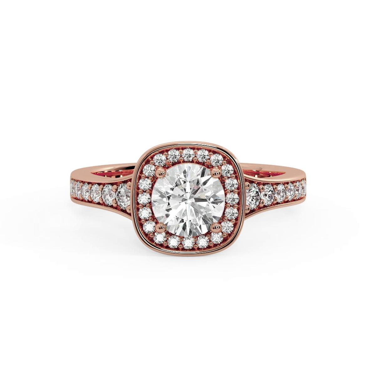 360 degree view of Amira Bezel Halo Engagement Ring