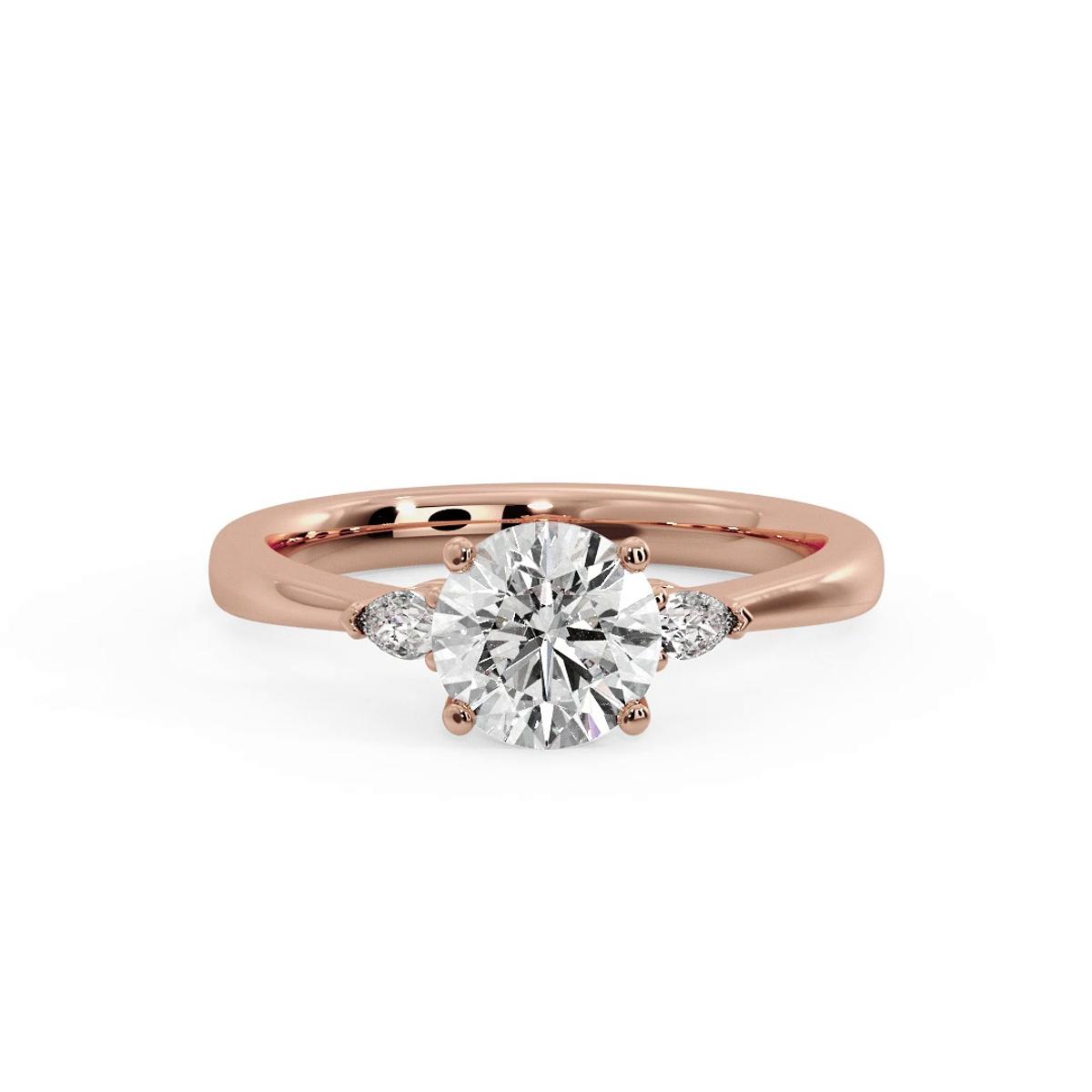360 degree view of Mira Pear Lab Diamond Three-Stone Engagement Ring