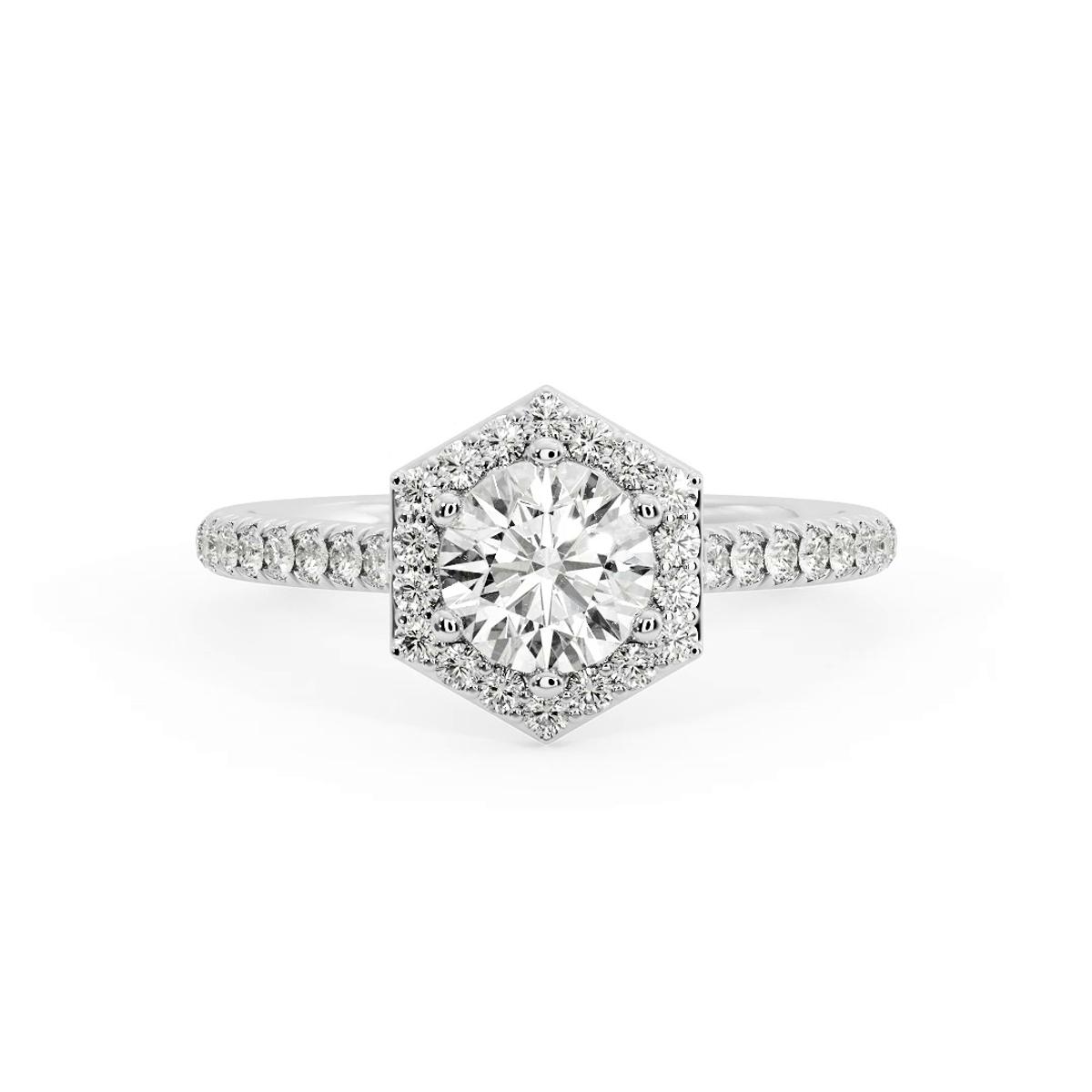 360 degree view of Mckinley Hexagon Halo Engagement Ring