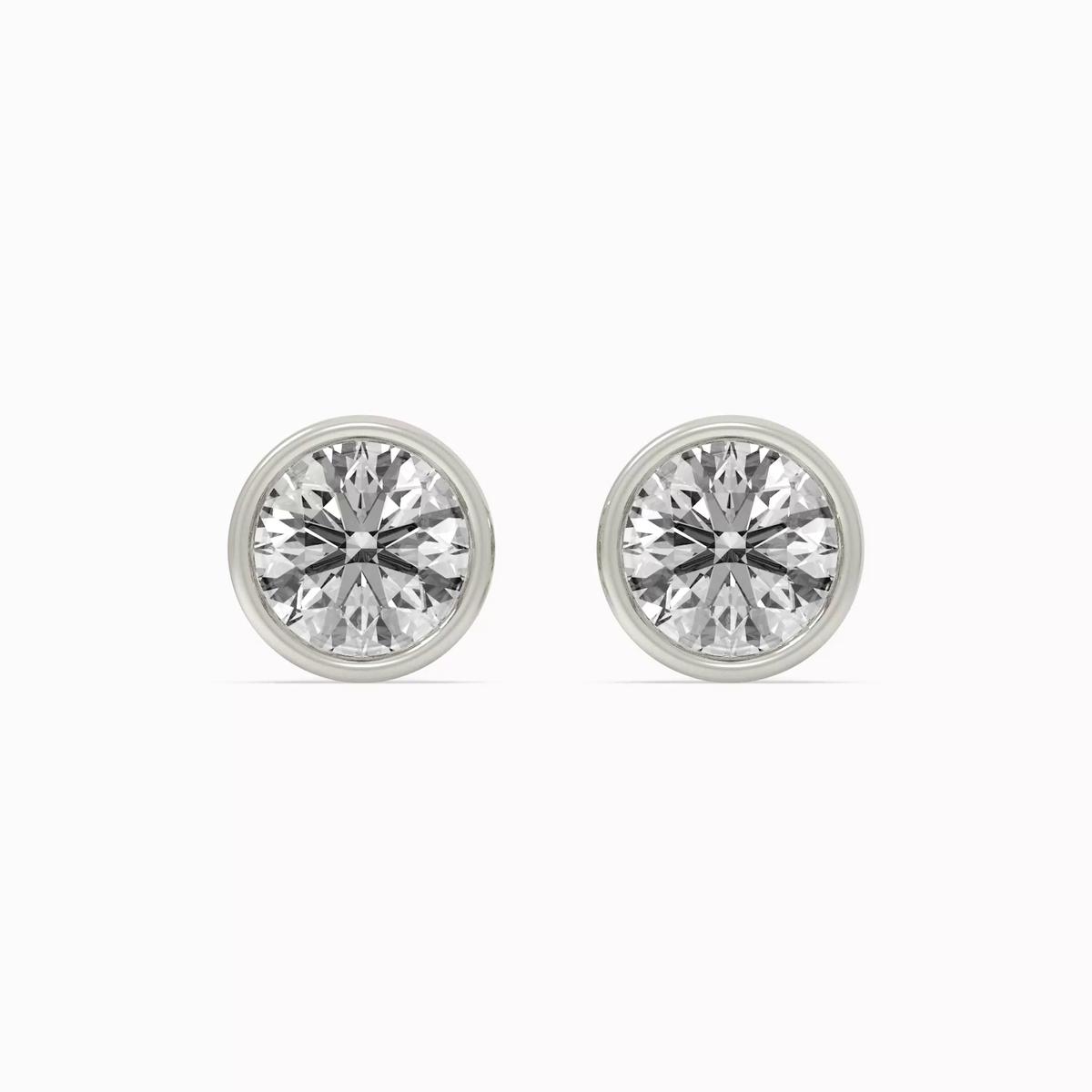 360 degree view of Bezel Lab Diamond Silver Earrings (1.00 ct. tw.)