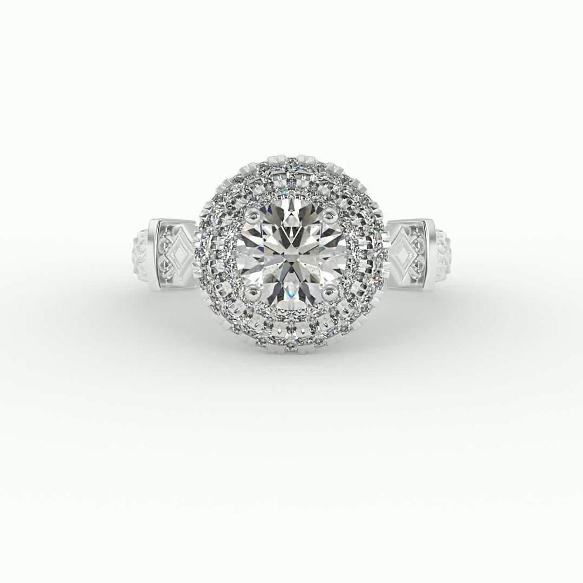 360 degree view of Evelynn Halo Engagement Ring