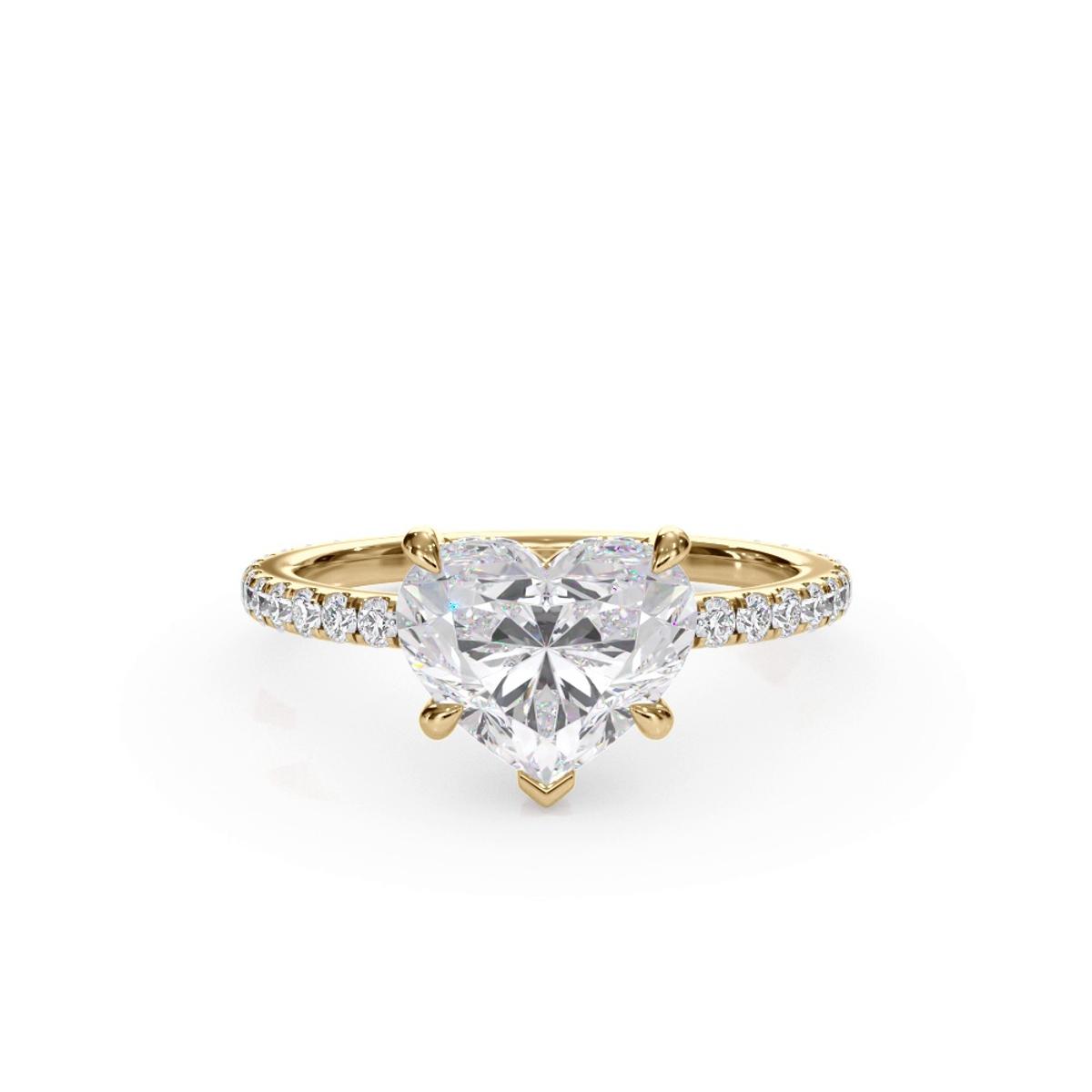 3 Carat Heart Lab Diamond Bellora Pavé Hidden Halo Engagement Ring 