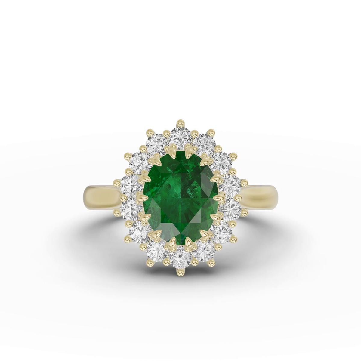 360 degree view of Iconic Oval Emerald & Lab Diamond Halo Ring (10x8mm)