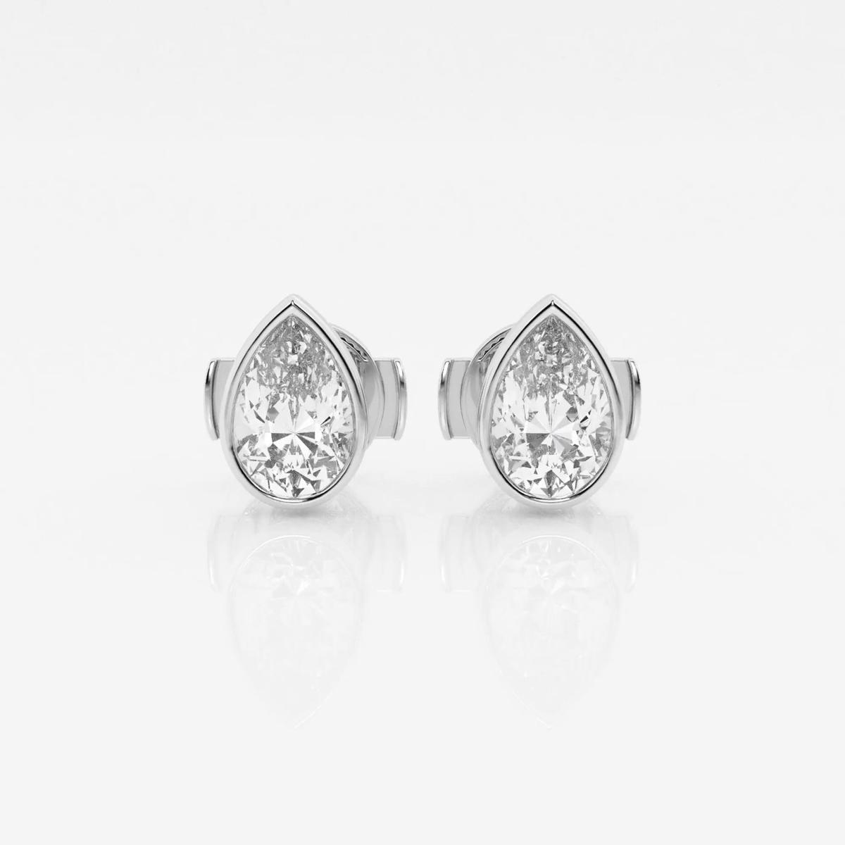 360 degree view of Pear Lab Diamond Bezel Stud Earrings (1 ct. tw.)