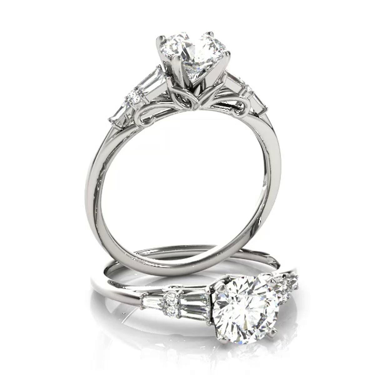 360 degree view of Maddie Baguette And Round Diamond Engagement Ring