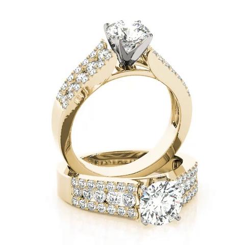360 degree view of Eveline 3 Row Diamond Engagement Ring