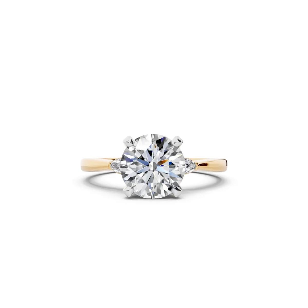 360 degree view of Madison Three-Stone Two-Tone Pear Engagement Ring (.10 ct. tw.)