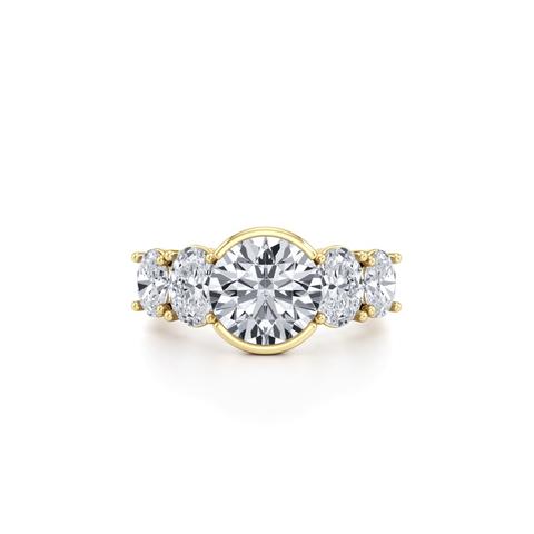 360 degree view of Neria Five-Stone Half Bezel Lab Diamond Engagement Ring