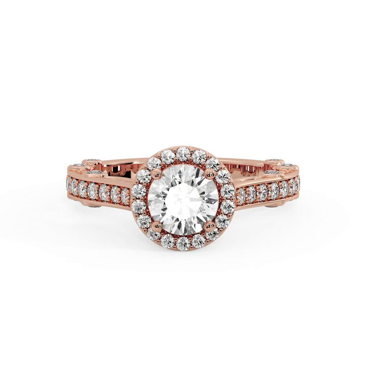 360 degree view of Amina Halo Engagement Ring