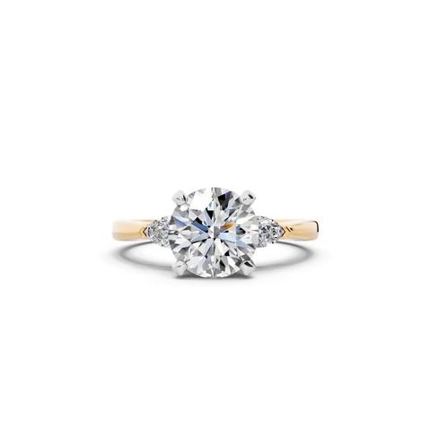 360 degree view of Madison Three-Stone Two-Tone Lab Pear Engagement Ring (.25 ct. tw.)