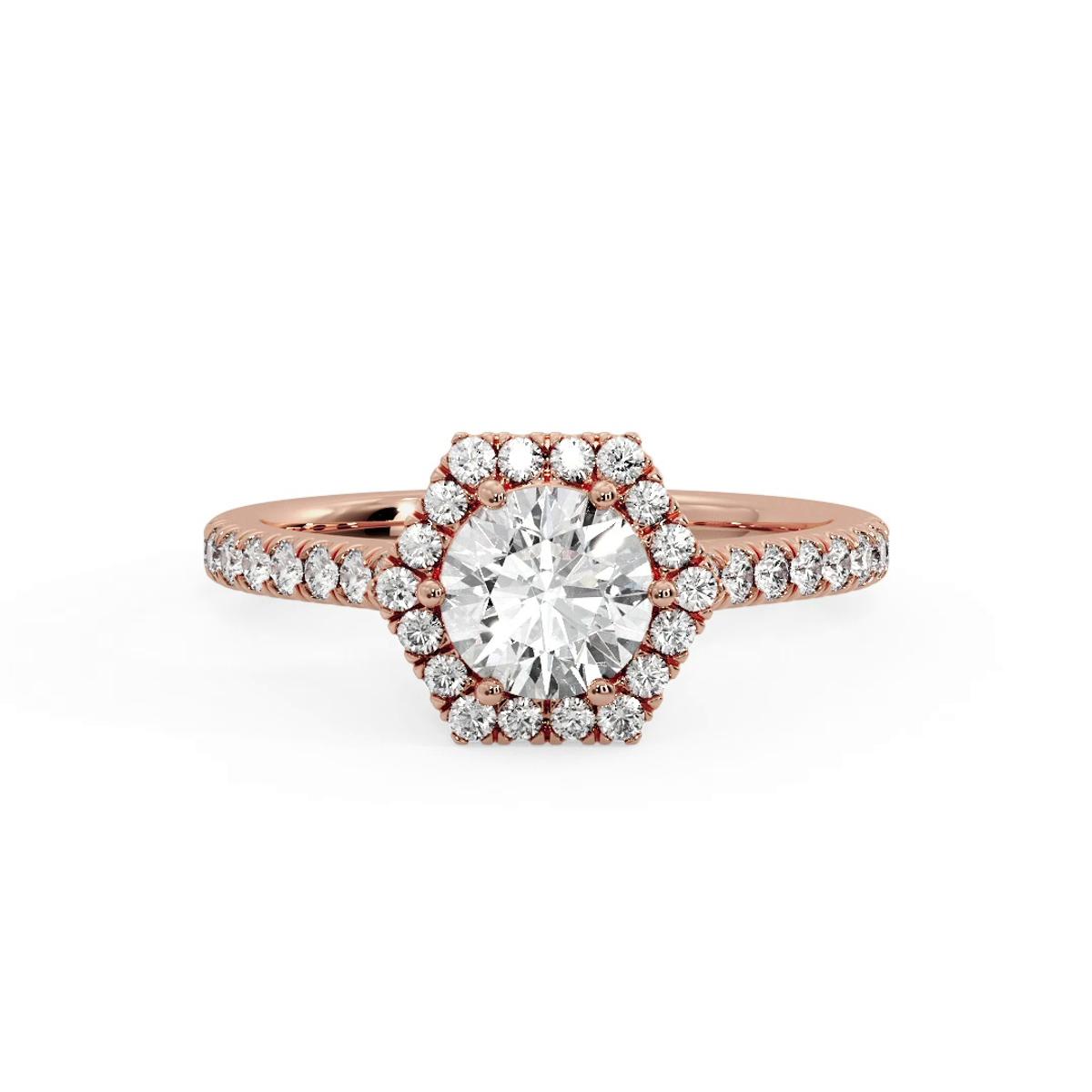 360 degree view of Lily Hexagon Frame Halo Engagement Ring