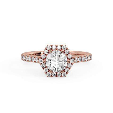 360 degree view of Lily Hexagon Frame Halo Engagement Ring