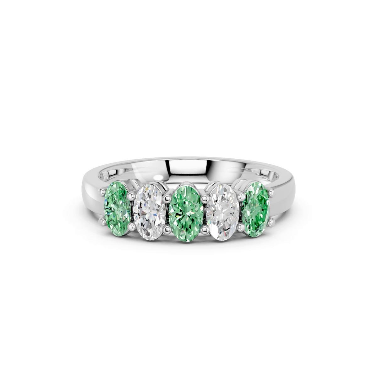 360 degree view of Green & White Lab Diamond Five-Stone Oval Band (1 ct. tw.)