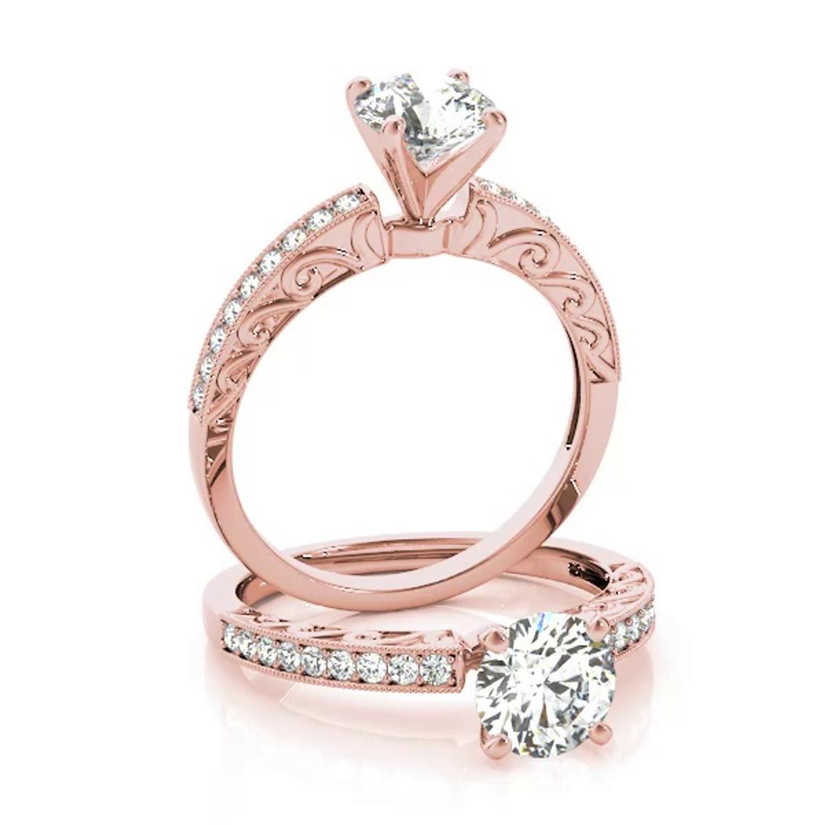 360 degree view of Sariah Vintage Inspired Channel Diamond Engagement Ring