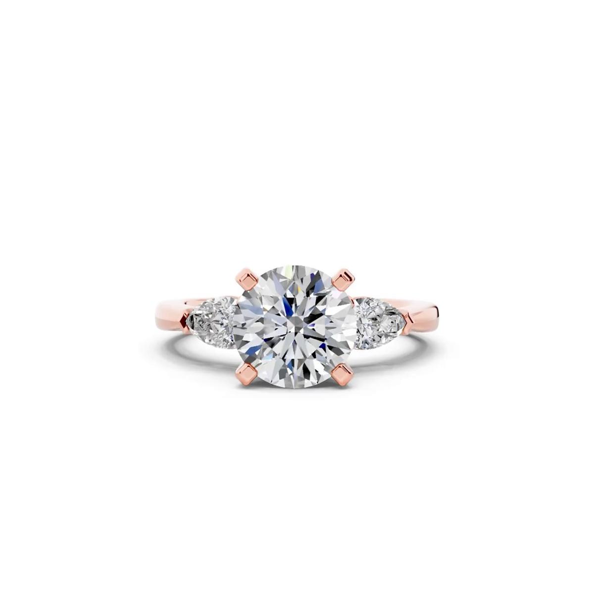 360 degree view of Madison Three-Stone Lab Pear Engagement Ring