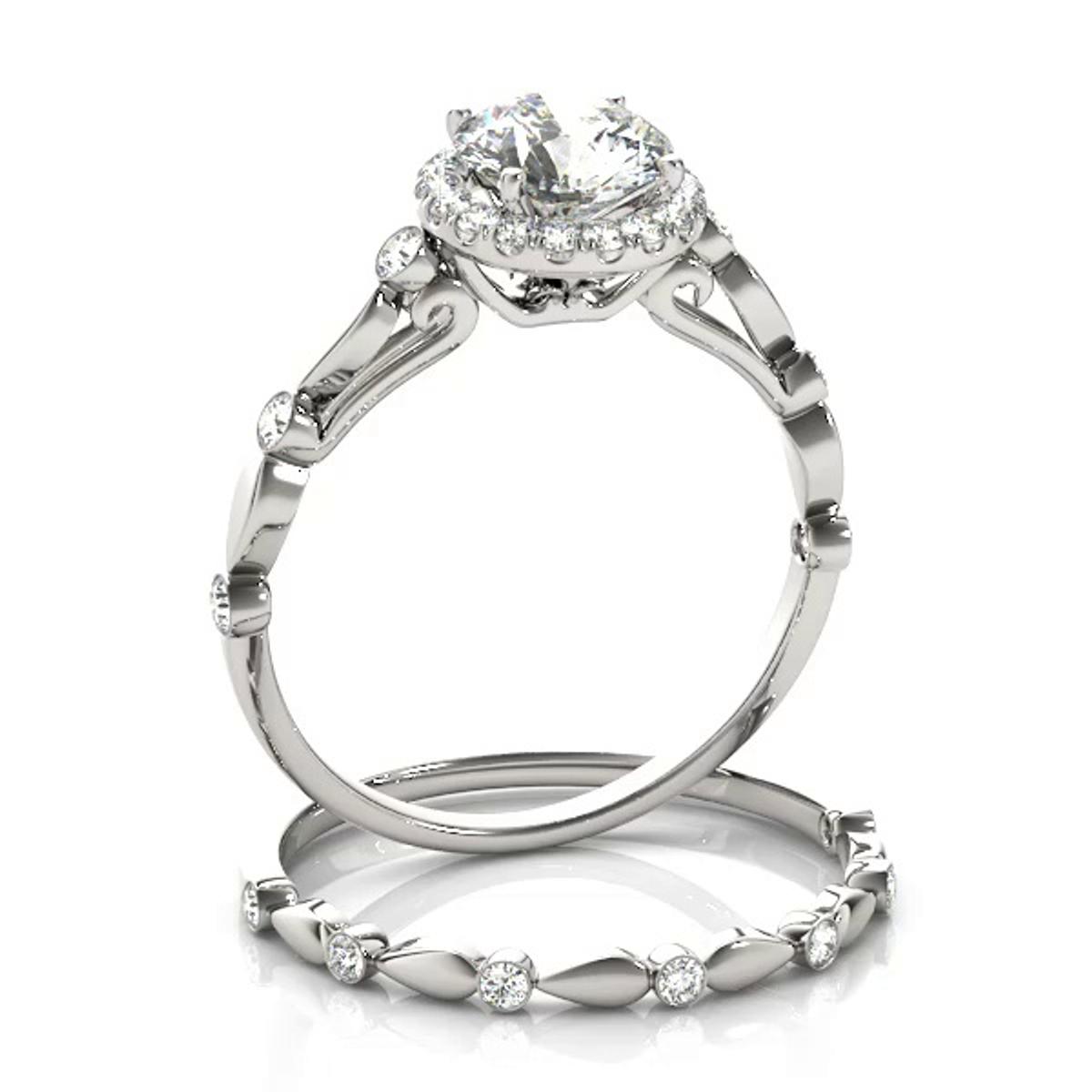360 degree view of Cora Halo Engagement Ring