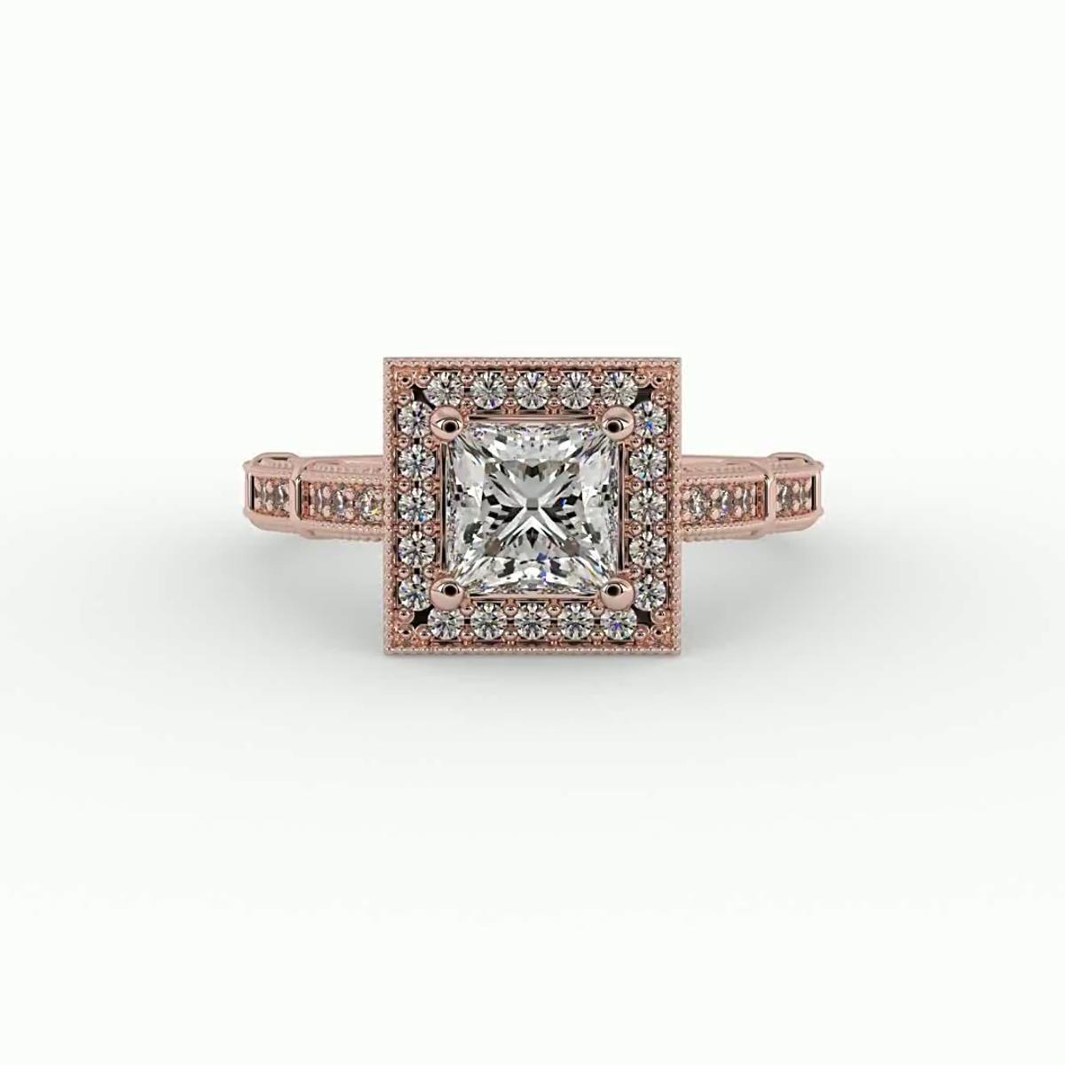 360 degree view of Evie Halo Engagement Ring