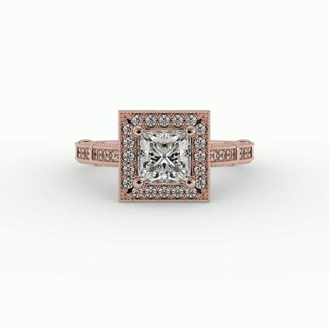 360 degree view of Evie Halo Engagement Ring