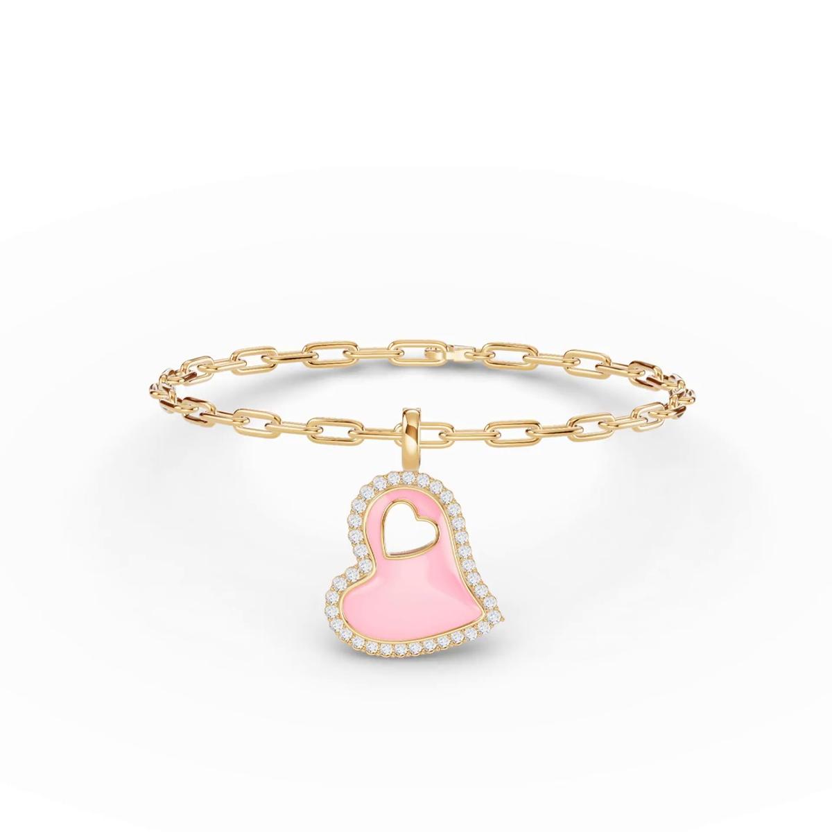 360 degree view of Cherish Pink Lab Pavé Heart Bracelet