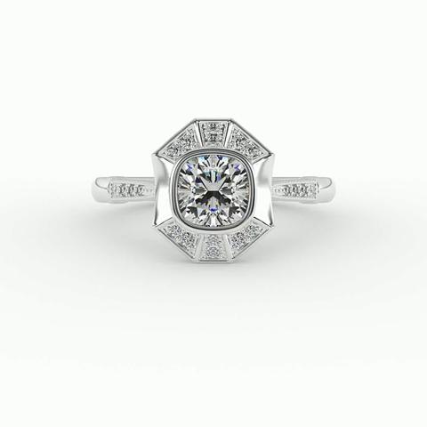 360 degree view of Fatima Halo Engagement Ring